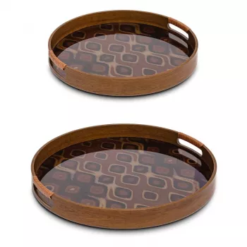 Rituali Domestici Galateo 2-osaline ümmarguste serveerimisaluste komplekt, valge melamiin, 38 cm ja 30 cm