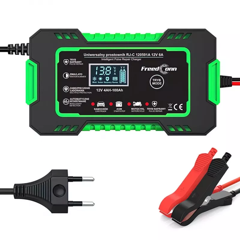 RJ TIANYE FreedConn RJ-C 120501A 12 V 6 A nutikas automaatne akulaadija plii-happe AGM GEL EFB akudele LCD-ekraaniga