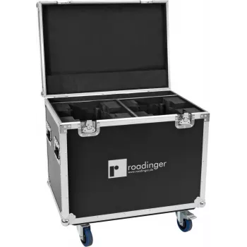 ROADINGER Flightcase 2x EUROLITE DMH-190 liikuvale peale koos ratastega, must