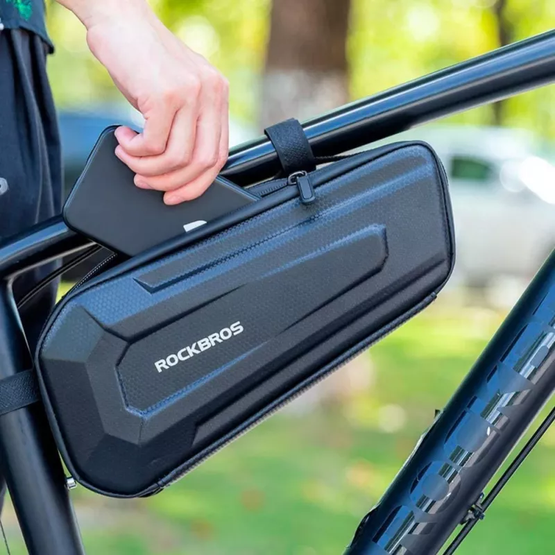 ROCKBROS 1.5L Bicycle Top Tube Bag Waterproof Hard Shell Frame Bag with Reflective Logo