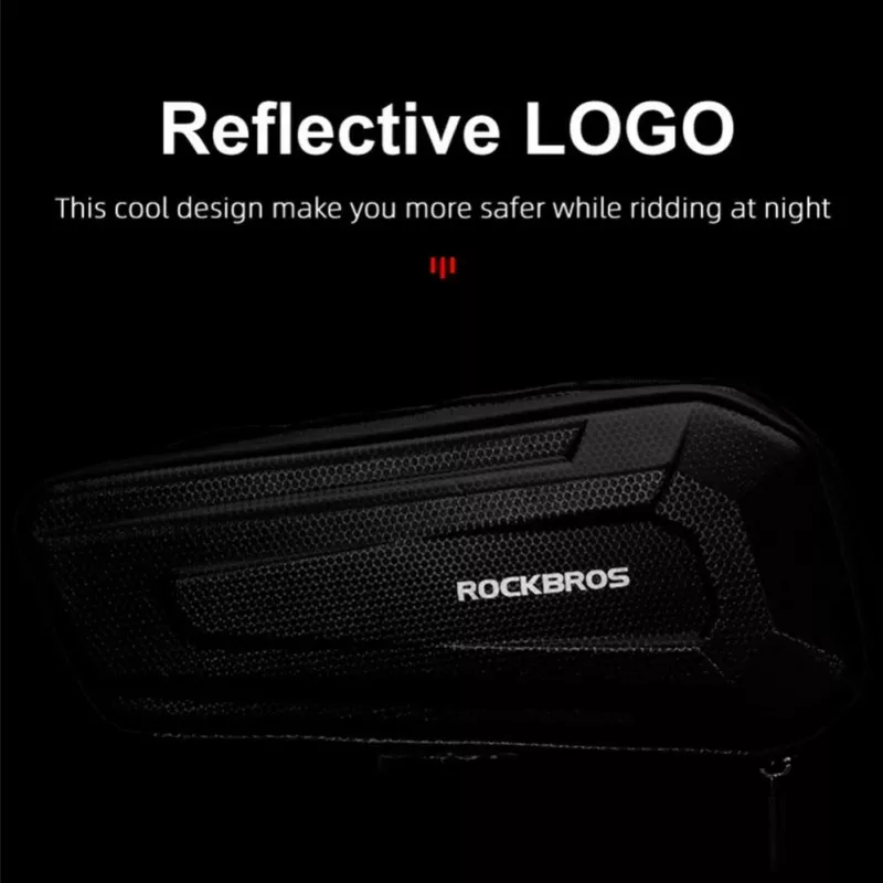 ROCKBROS 1.5L Bicycle Top Tube Bag Waterproof Hard Shell Frame Bag with Reflective Logo