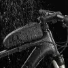 ROCKBROS 1.6L Jalgratta ülemise toru kott, veekindel, kõva kestaga EVA, süsinikkiu tekstuur, must