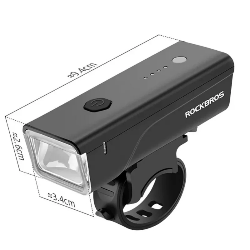 ROCKBROS esituli jalgrattale 260 lm USB-C–USB-A kaabliga - must