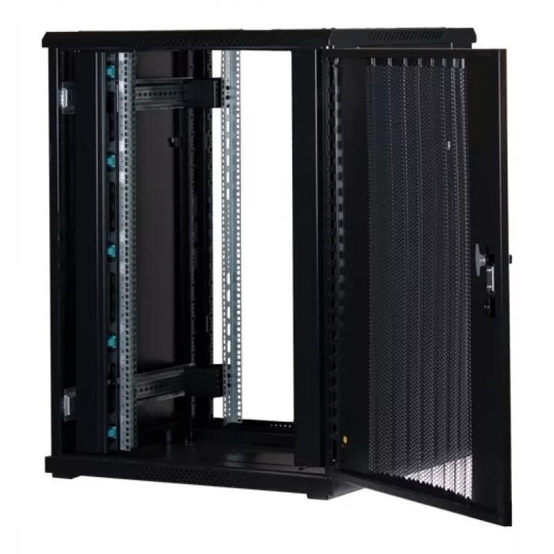 Rockstable 22U 19-tolline serverikapp võrkuksega - vabaltseisev riiul - 22U - 800 kg kandevõime - lukustatav uks - kinnitusrööpad - reguleeritavad jalad (RS19-8822PP)