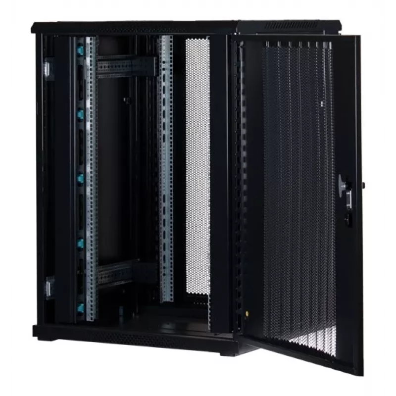Rockstable 22U 19-tolline serverikapp võrkuksega - vabaltseisev riiul - 22U - 800 kg kandevõime - lukustatav uks - kinnitusrööpad - reguleeritavad jalad (RS19-8822PP)