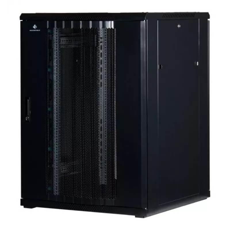 Rockstable 22U 19-tolline serverikapp võrkuksega - vabaltseisev riiul - 22U - 800 kg kandevõime - lukustatav uks - kinnitusrööpad - reguleeritavad jalad (RS19-8822PP)