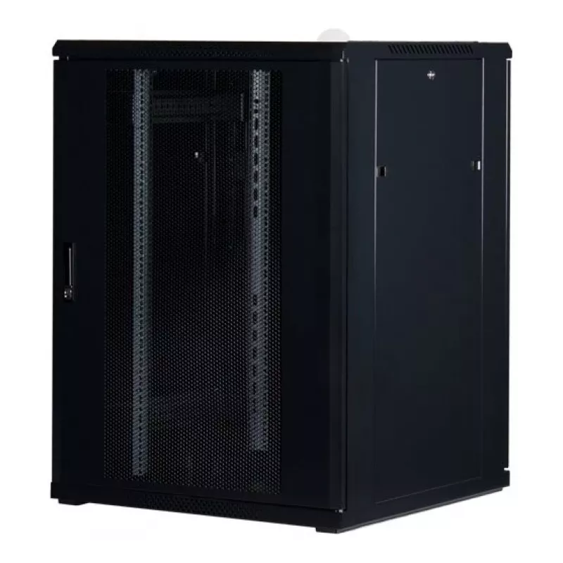 Rockstable 22U 19-tolline serverikapp võrkuksega - vabaltseisev riiul - 22U - 800 kg kandevõime - lukustatav uks - kinnitusrööpad - reguleeritavad jalad (RS19-8822PP)