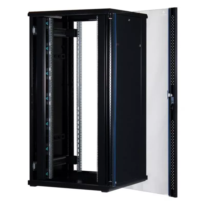 Rockstable 32 HE 19 Inch Server Cabinet with Glass Door - Freestanding Rack - 32U - 800 kg - Lockable Lock - Mounting Rails - Adjustable Feet (RS19-8832)
