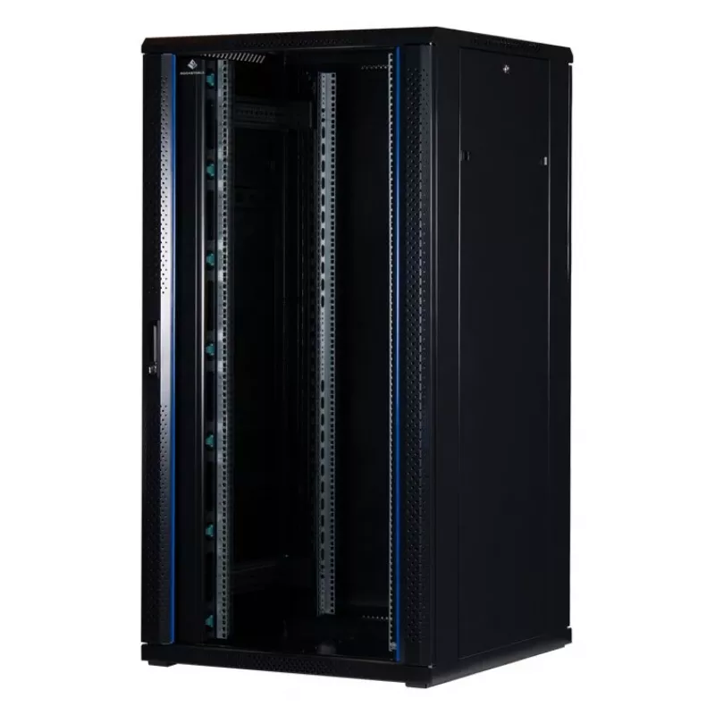 Rockstable 32 HE 19 Inch Server Cabinet with Glass Door - Freestanding Rack - 32U - 800 kg - Lockable Lock - Mounting Rails - Adjustable Feet (RS19-8832)
