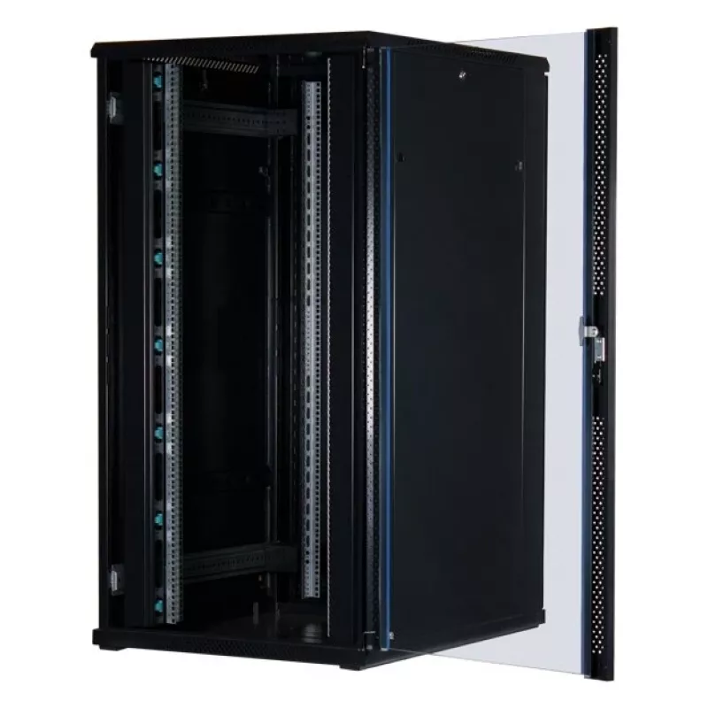 Rockstable 32U 19-tolline serverikapp klaasuksega - vabaltseisev riiul - 32U - 800 kg - lukustatav uks - kinnitusrööpad - reguleeritavad jalad (RS19-8032)