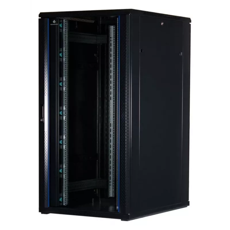 Rockstable 32U 19-tolline serverikapp klaasuksega - vabaltseisev riiul - 32U - 800 kg - lukustatav uks - kinnitusrööpad - reguleeritavad jalad (RS19-8032)