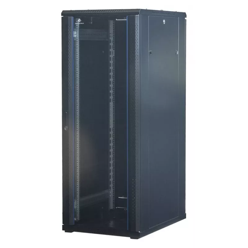 Rockstable 32U 19-tolline serverikapp klaasuksega - vabaltseisev raam - 32U - 800 kg - lukustatav lukk - paigaldussiinid - reguleeritavad jalad (RS19-6832)