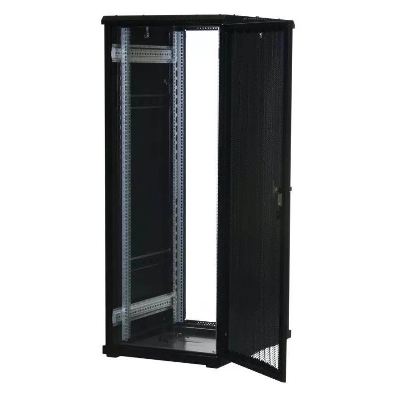 Rockstable 32U 19 inch Server Rack with Mesh Doors - Freestanding Frame - 32U - 800 kg - Lock - Mounting Rails - Adjustable Feet (RS19-6832PP)