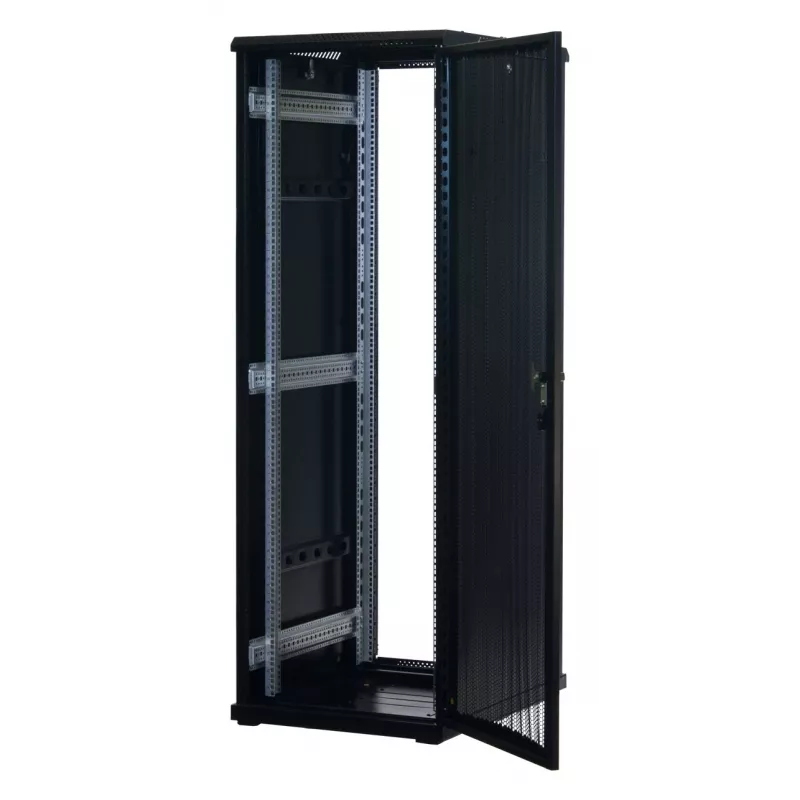 Rockstable 37 HE 19 inch Server Rack võrgusahtlitega - vabaltseisev raam - 37U - 800 kg - lukustatav lukk - paigaldussiinid - reguleeritavad jalad (RS19-6837PP)