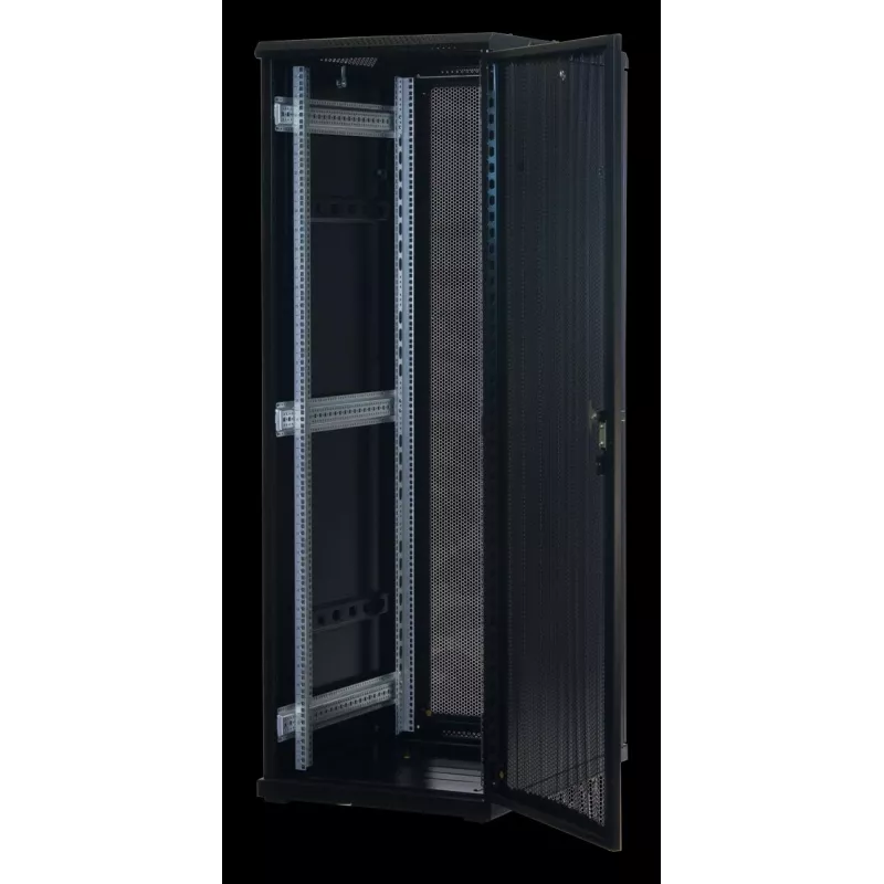 Rockstable 37 HE 19 inch Server Rack võrgusahtlitega - vabaltseisev raam - 37U - 800 kg - lukustatav lukk - paigaldussiinid - reguleeritavad jalad (RS19-6837PP)