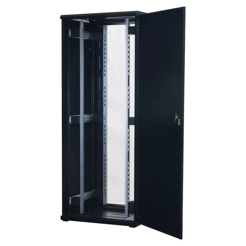 Rockstable 42U 19-tolline serverikapp klaasuksega - vabaltseisev riiul - 42U - 800 kg - lukustus - paigaldussiinid - reguleeritavad jalad (RS19-8842)