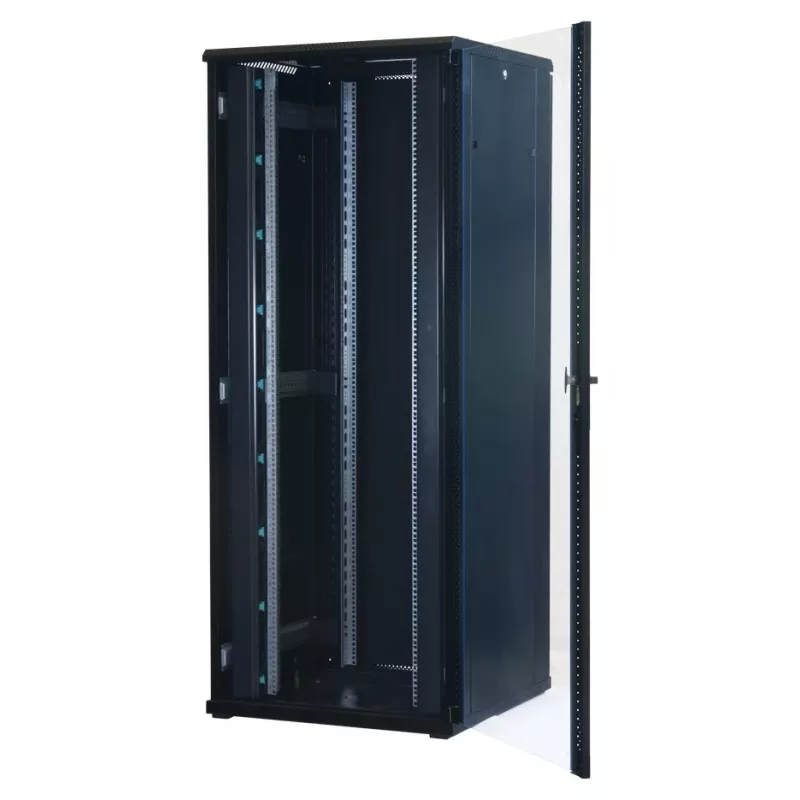 Rockstable 42U 19-tolline serverikapp klaasuksega - vabaltseisev riiul - 42U - 800 kg - lukustus - paigaldussiinid - reguleeritavad jalad (RS19-8842)