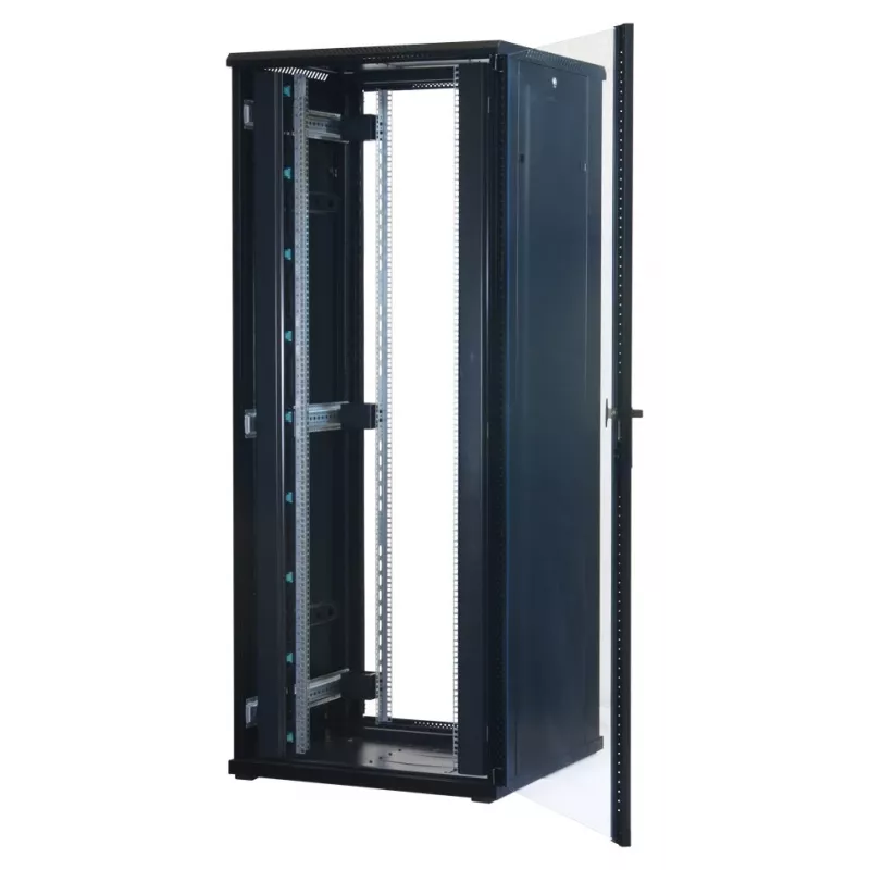 Rockstable 42U 19-tolline serverikapp klaasuksega - vabaltseisev riiul - 42U - 800 kg - lukustus - paigaldussiinid - reguleeritavad jalad (RS19-8842)