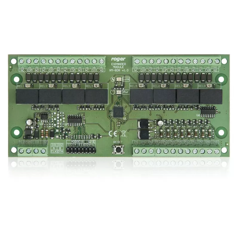 ROGER XM-8DR-BRD I/O laiendusmoodul, 8 sisendit, 8 releeväljundit, RS485