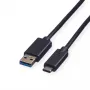 ROLINE GREEN USB 3.2 Gen 1 kaabel, USB A-C, ST/ST, must, 2 m (11.44.9012)