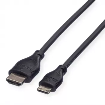 ROLINE HDMI High Speed kaabel Ethernetiga, HDMI Type A isane Mini HDMI Type C isane, 1 m, must