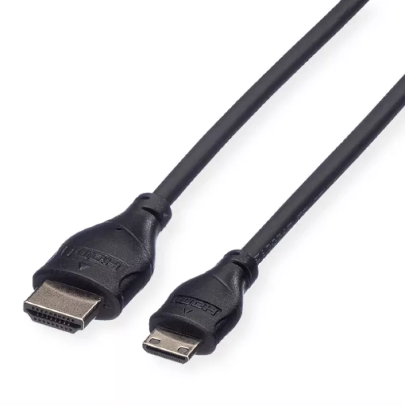 ROLINE HDMI High Speed kaabel Ethernetiga, HDMI Type A isane Mini HDMI Type C isane, 1 m, must
