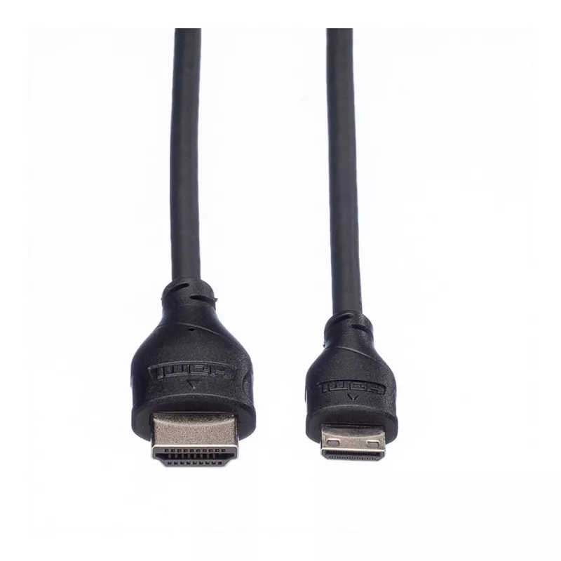 ROLINE HDMI High Speed kaabel Ethernetiga, HDMI Type A isane Mini HDMI Type C isane, 1 m, must