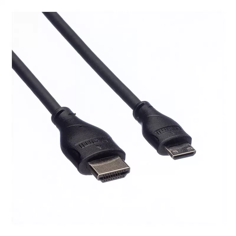 ROLINE HDMI High Speed kaabel Ethernetiga, HDMI Type A isane Mini HDMI Type C isane, 1 m, must