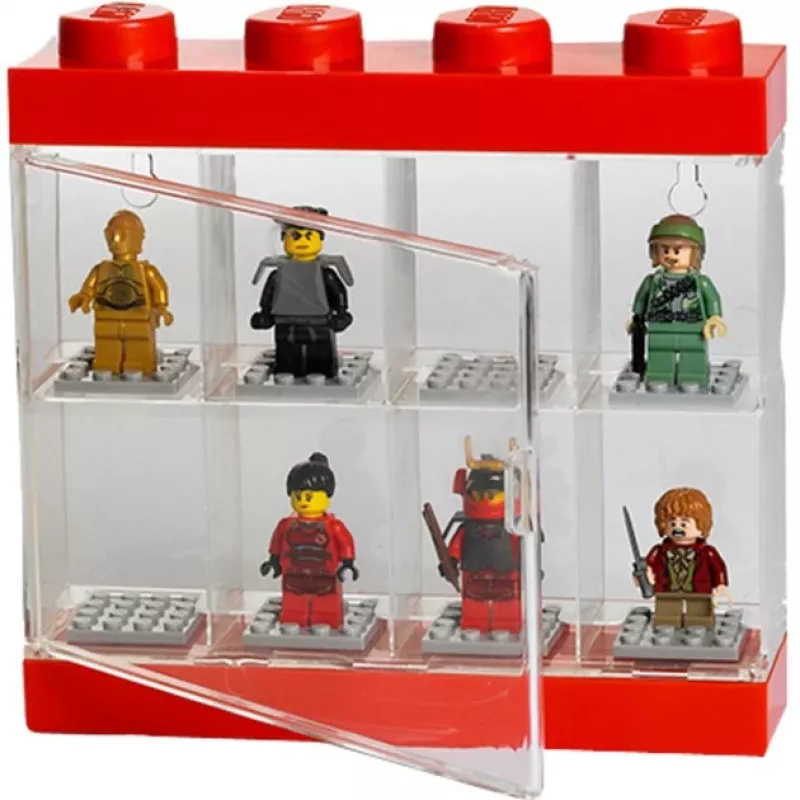 Room Copenhagen LEGO Minifiguuri Vitriin 8 Punane Läbipaistev