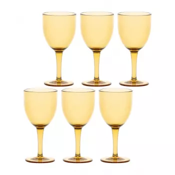 ROSE&TULIPANI FIABA 6 klaasist akrüülveiniklaaside komplekt 400 ml, merevaigukollane