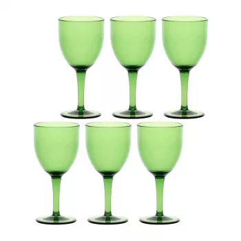 ROSE&TULIPANI FIABA 6 akrüülklaasi komplekt veiniklaasidele 400 ml, roheline