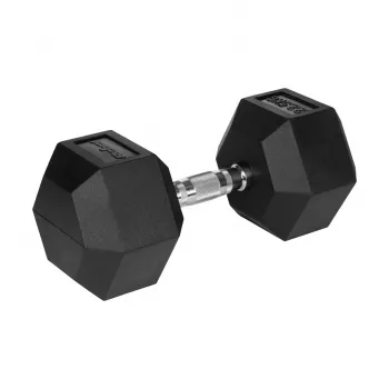Kummiga kaetud malmist kuusnurkne hantel 22,5 kg - REBEL ACTIVE
