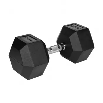 Kummiga kaetud malmist kuusnurkne hantel 30 kg REBEL ACTIVE