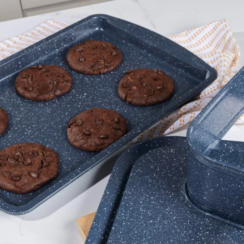 Russell Hobbs RH03858 Nightfall Stone küpsetusplaat 2-pakk, süsinikteras, mittekleepuv, ahjukindel kuni 230°C, ristkülikukujuline, tumehall/must