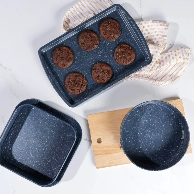 Russell Hobbs RH03858 Nightfall Stone küpsetusplaat 2-pakk, süsinikteras, mittekleepuv, ahjukindel kuni 230°C, ristkülikukujuline, tumehall/must