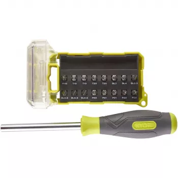 RYOBI Kruvikeeraja RSD17PCS, 17-osaline otsikukomplekt (roheline/hall)