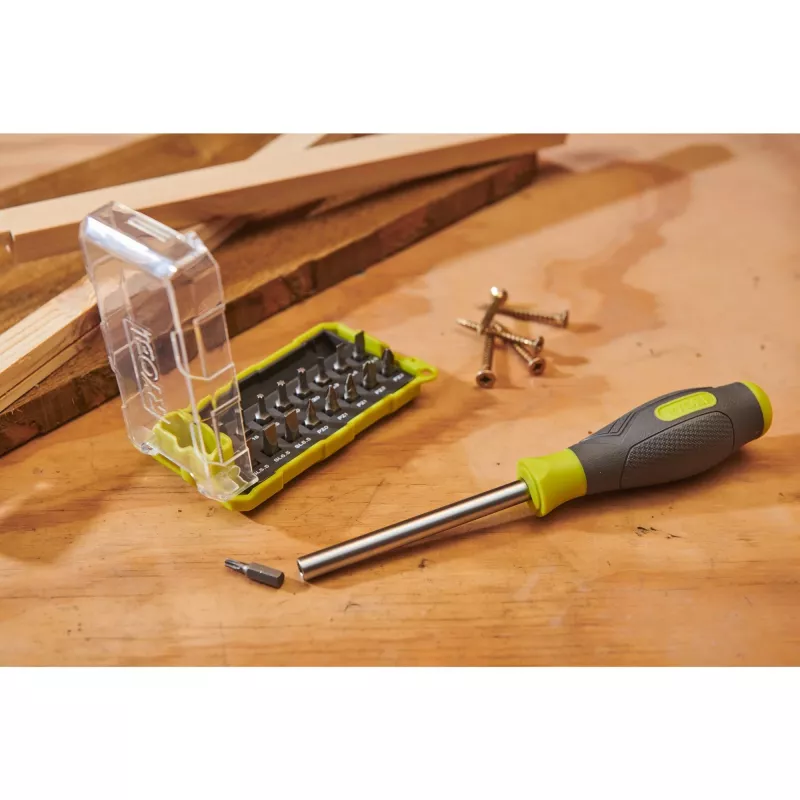 RYOBI Kruvikeeraja RSD17PCS, 17-osaline otsikukomplekt (roheline/hall)
