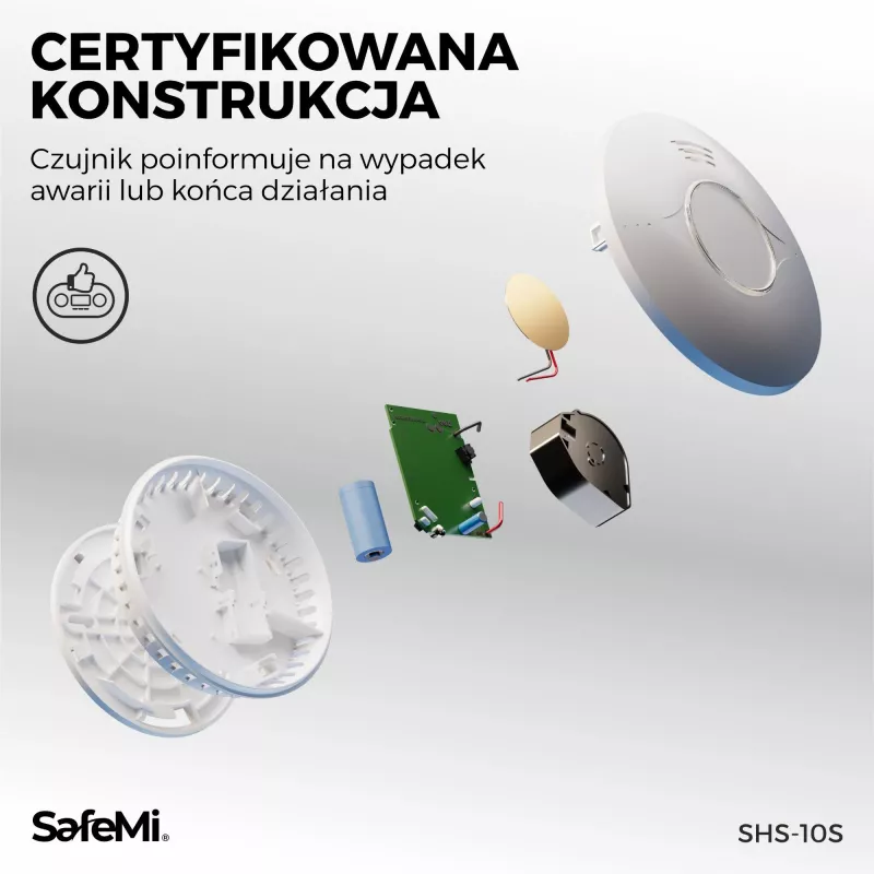 SAFEMI SHS-10S Suitsuandur - Fotoelektriline, 10-aastane sisseehitatud aku, 5-aastane garantii