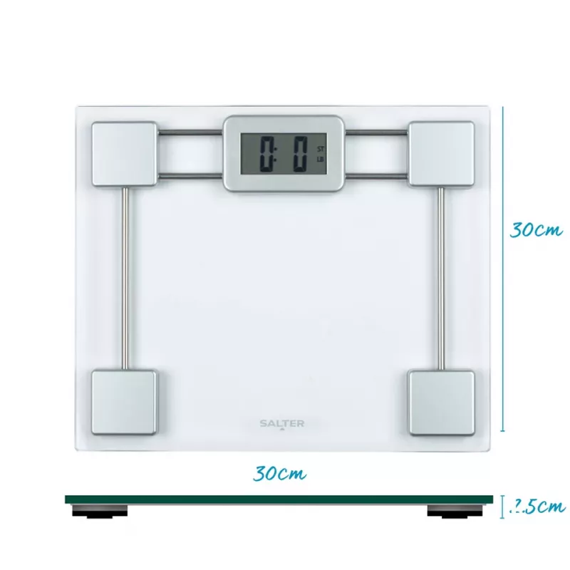 Salter 9081 SVFEU12 Glass Electronic Bathroom Scale, Silver/Transparent