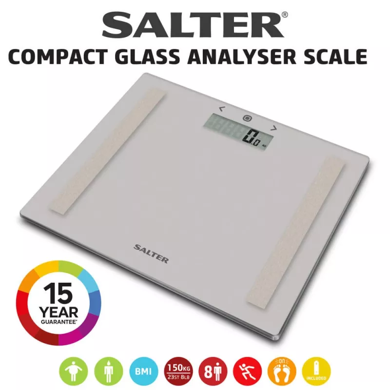 Salter 9113 GFEU12 Kompaktsed klaasist analüüsikaalud, hall