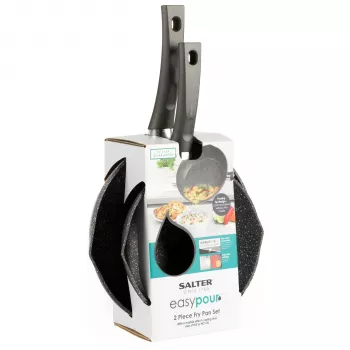 Salter BW09071AR Easy Pour 2-osaline praepannikomplekt - 20 cm ja 24 cm, sepistatud alumiinium, PFOA-vaba mittekleepuv, induktsiooniga ühilduv, must/hall