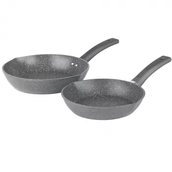 Salter BW09071AR Easy Pour 2-osaline praepannikomplekt - 20 cm ja 24 cm, sepistatud alumiinium, PFOA-vaba mittekleepuv, induktsiooniga ühilduv, must/hall