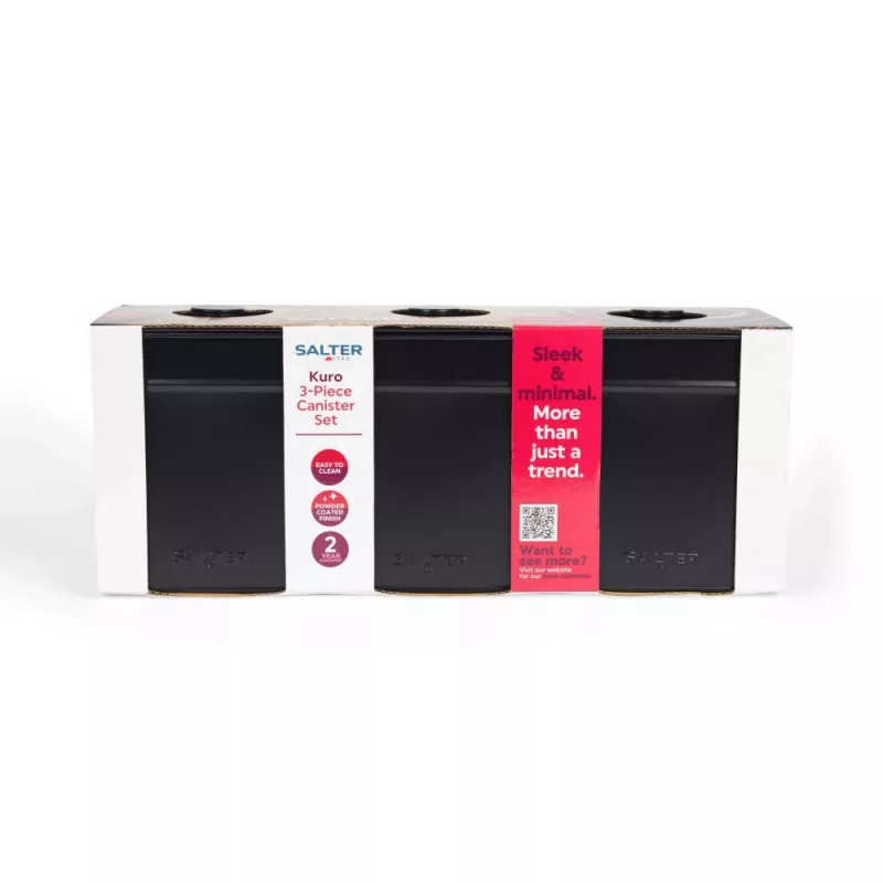 Salter BW124571EU7 Kuro 3-osaline purgisari - must, bambuskaanega õhukindel hoiustamine