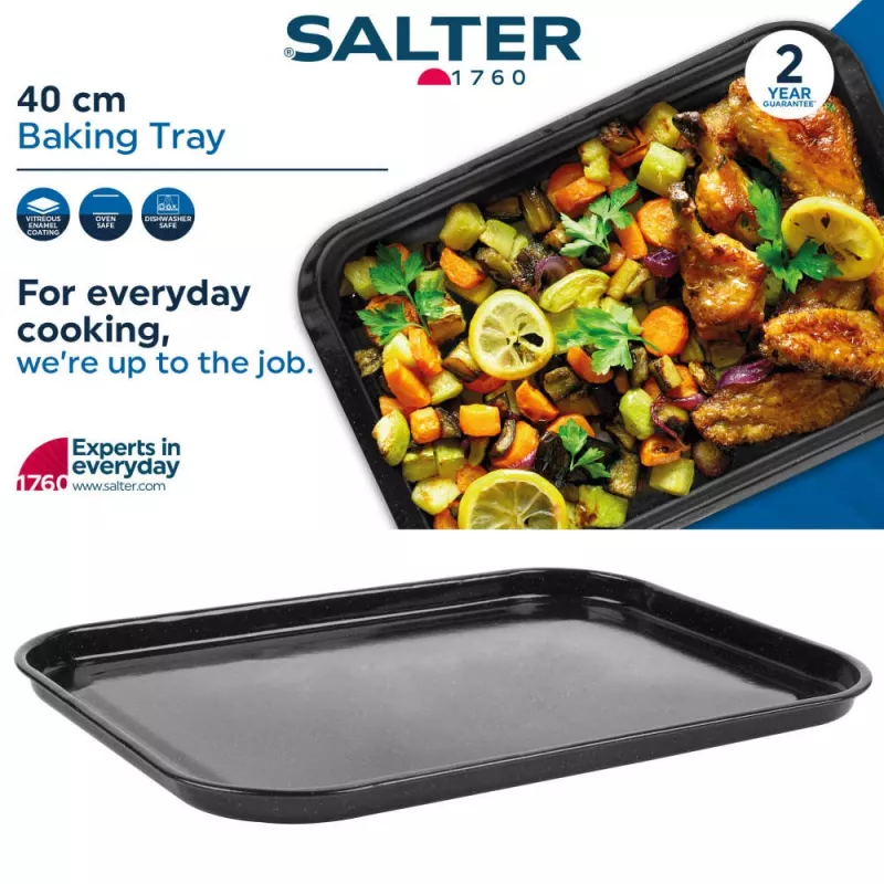 Salter BW12813EU7 40cm Küpsetusplaat - Megastone Mittekleepuv Süsinikteras, Söehall