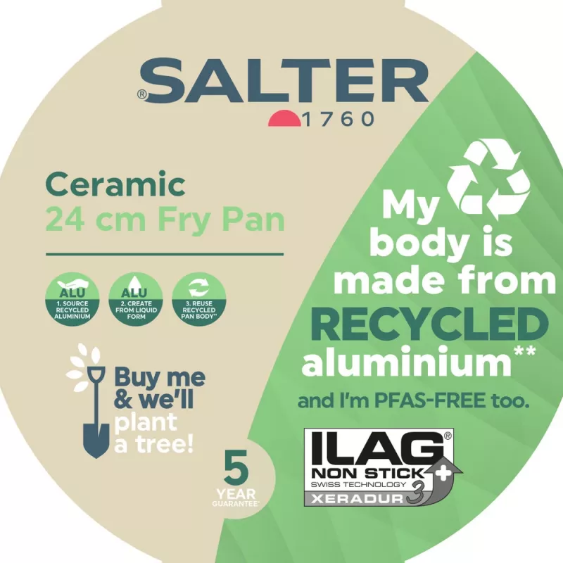 Salter BW12871EU7 Keraamiline 24 cm praepann - söegraa, induktsiooniga ühilduv, mittekleepuv