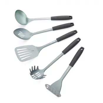 Salter BW13601DU Excellence 5-osaline köögitööriistade komplekt pöörleva alusega, must ja hõbedane