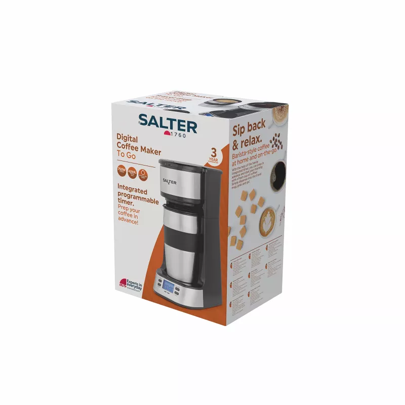 Salter EK2732FVDE Digitaalne Kohvimasin - 1,5L, 12 tassi, must ja hõbedane