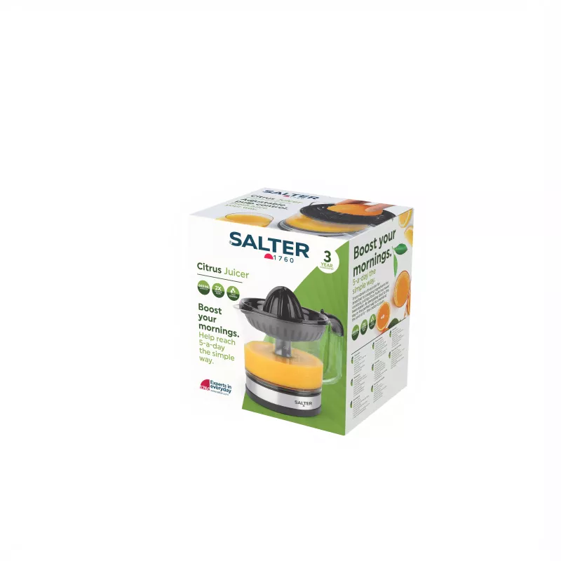 Salter EK5025FVDE elektriline tsitrusemahlapress, 60 W, 1,2 L, must/hõbe