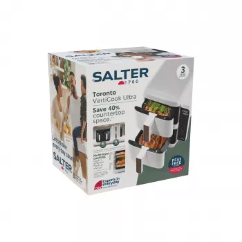 Salter EK6642VDE VertiCook Ultra Vertikaalne Tervisegrill ja Õhufritüür, 1500 W, Must & Hõbedane