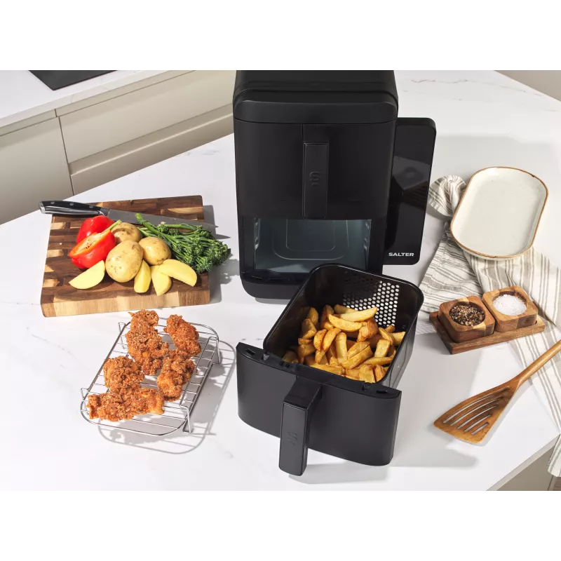 Salter EK6642VDE VertiCook Ultra Vertikaalne Tervisegrill ja Õhufritüür, 1500 W, Must & Hõbedane